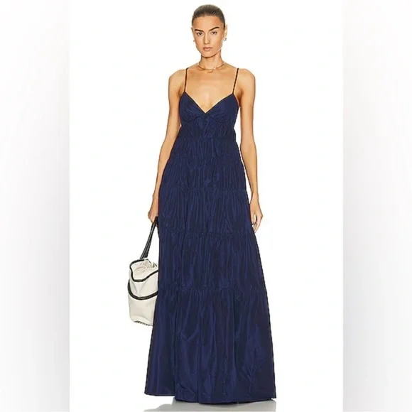 STAUD: Ripley Maxi Dress - Navy Blue XS - Picture 2 of 14